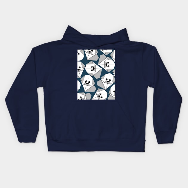 Origami Puppy Dark Blue Kids Hoodie by Sketchbook ni Abi